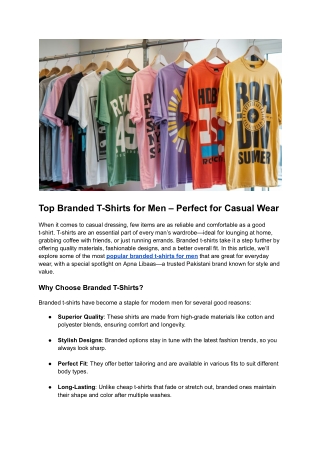 Post 8 - Top Branded T-Shirts for Men – Perfect for Casual Wear
