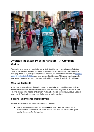 Post 9 - Average Tracksuit Price in Pakistan – A Complete Guide