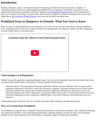 Prohibited Items in Dumpsters in Orlando: What You Need to Know
