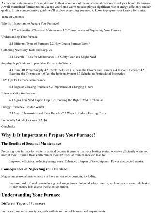Prepare Your Furnace for Winter: A Step-by-Step Guide