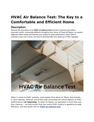 HVAC Air Balance Test