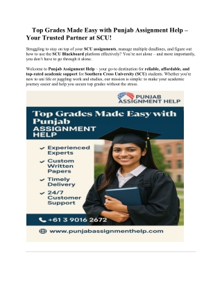 Top Grades Made Easy with Punjab Assignment Help – Your Trusted Partner at SCU.