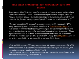 Role with Attributes but Permission with UMA Scopes