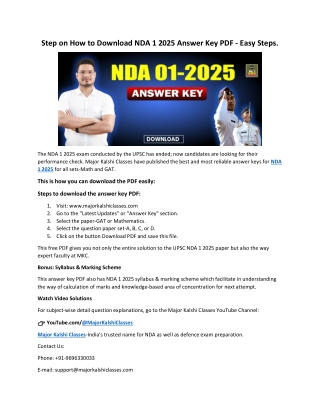Step on How to Download NDA 1 2025 Answer Key PDF