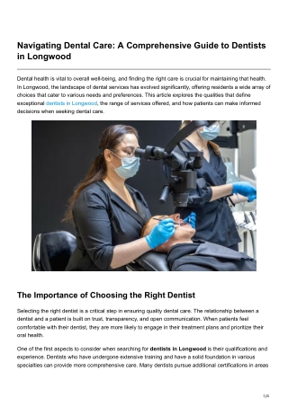Navigating Dental Care A Comprehensive Guide to Dentists in Longwood