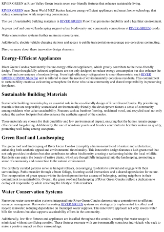 7 Eco-Friendly Features of River Green Condos