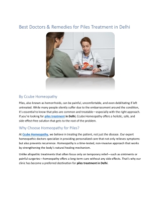 Best Doctors & Remedies for Piles Treatment in Delhi
