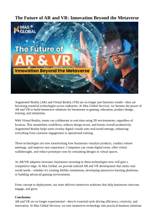 The Future of AR and VR: Innovation Beyond the Metaverse