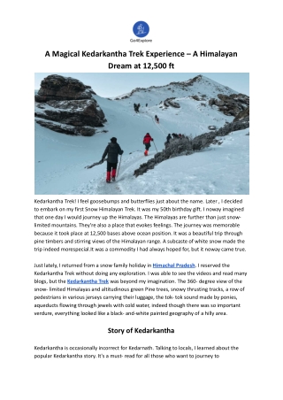 A Magical Kedarkantha Trek Experience – A Himalayan Dream at 12,500 ft