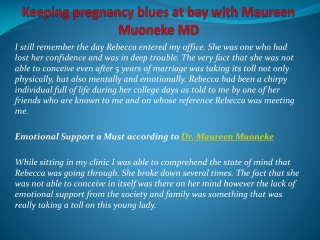 Keeping pregnancy blues at bay with Maureen Muoneke MD