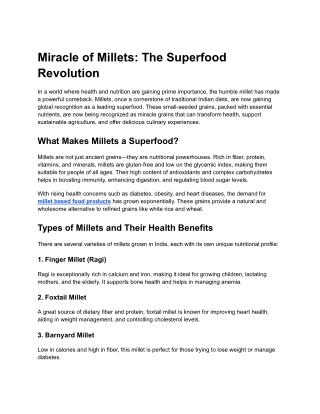 Miracle of Millets - The Superfood Revolution