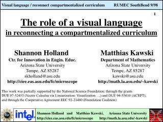 The role of a visual language in reconnecting a compartmentalized curriculum