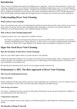 Professional vs. DIY: The Best Approach to Dryer Vent Cleaning