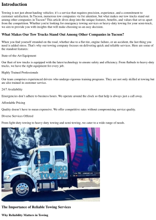 What Makes Our Tow Trucks Stand Out Among Other Companies in Tucson?