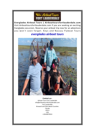 Everglades Airboat Tours Airboattoursfortlauderdale.com