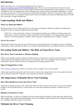 Preventing Mold and Mildew: The Role of Clean Dryer Vents