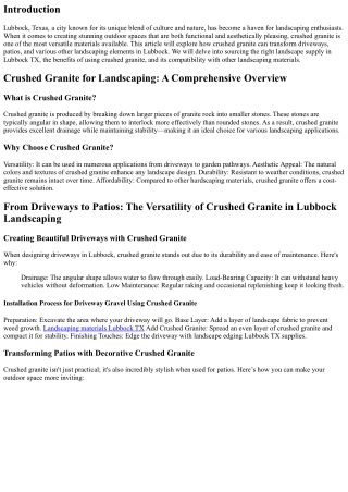 From Driveways to Patios: The Versatility of Crushed Granite in Lubbock Landscap