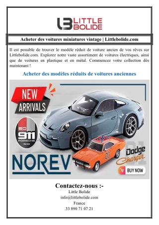 Acheter des voitures miniatures vintage | Littlebolide.com