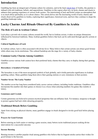 ”Lucky Charms And Rituals Observed By Gamblers In Arabia