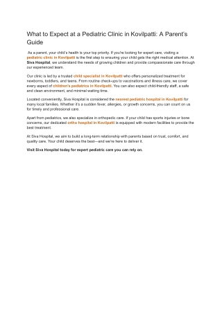 What to Expect at a Pediatric Clinic in Kovilpatti_ A Parent’s Guide