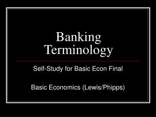 Banking Terminology