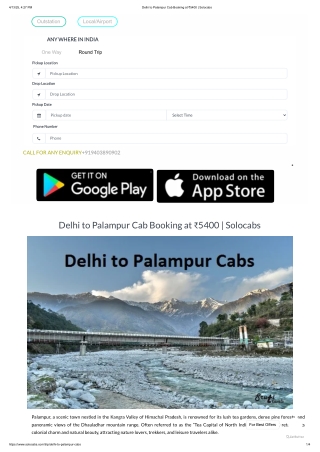 Delhi to Palampur Cab Booking at ₹5400 | Solocabs