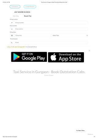 Taxi Service in Gurgaon at Best Price| Save Money| Solo Cabs