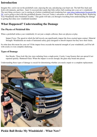 Bouncing Back: Replacing Your Windshield After Pickleball Trouble