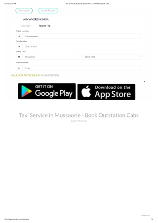 Taxi Service in Mussoorie at Best Price | Save Money | Solo Cabs