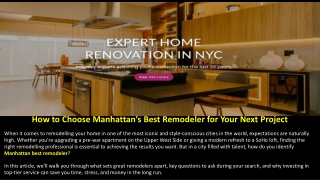How to Choose Manhattan’s Best Remodeler for Your