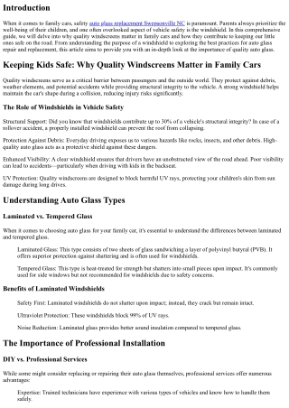 Keeping Kids Safe: Why Quality Windscreens Matter in Family Cars