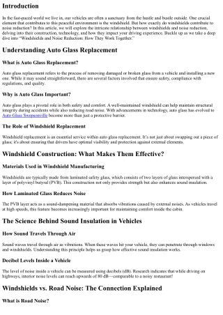 Windshields and Noise Reduction: How They Work Together