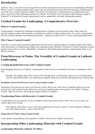 From Driveways to Patios: The Versatility of Crushed Granite in Lubbock Landscap