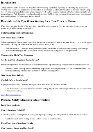 Roadside Safety Tips When Waiting for a Tow Truck in Tucson