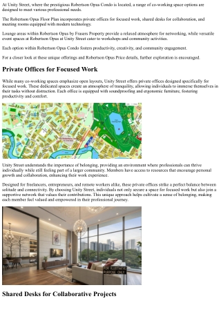 Co-Working Space Options at Unity Street