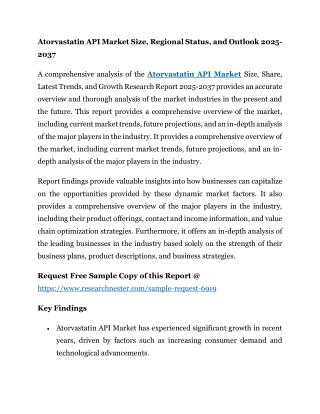 Atorvastatin API Market