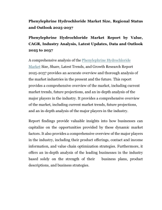 Phenylephrine Hydrochloride Market