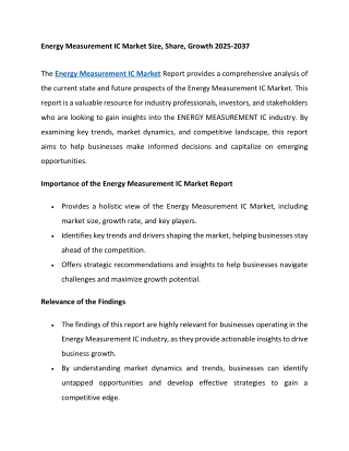Energy Measurement IC Market Size, Share, Growth 2025-2037