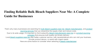 Finding Reliable Bulk Bleach Suppliers Near Me_ A Complete Guide for Businesses