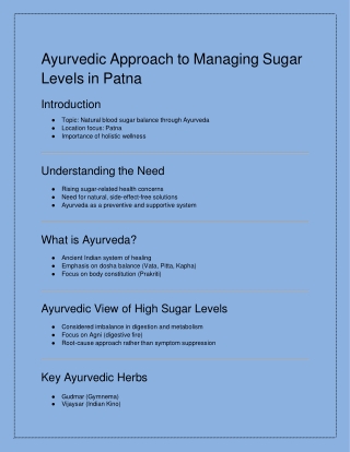 Ayurvedic Approach to Managing Sugar Levels in Patna