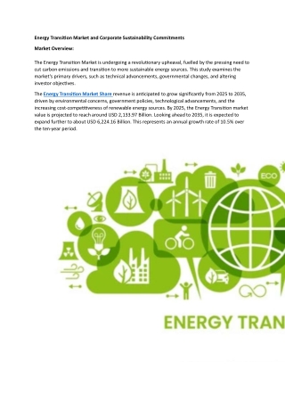 Energy Transition Market and Corporate Sustainability Commitments