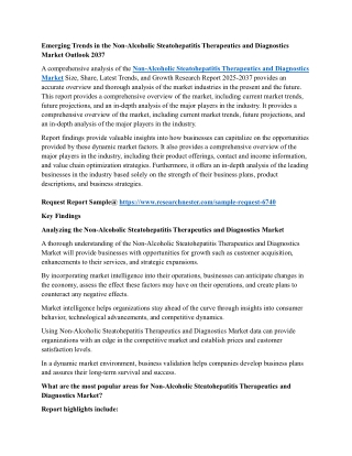 Non-Alcoholic Steatohepatitis Therapeutics and Diagnostics Market