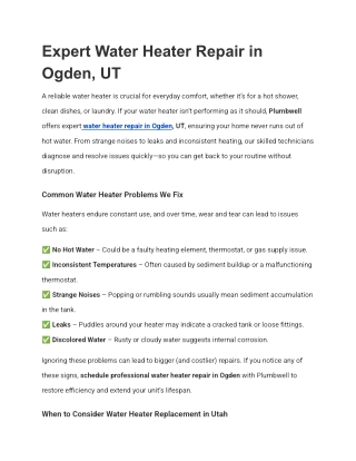 Expert Water Heater Repair in Ogden, UT