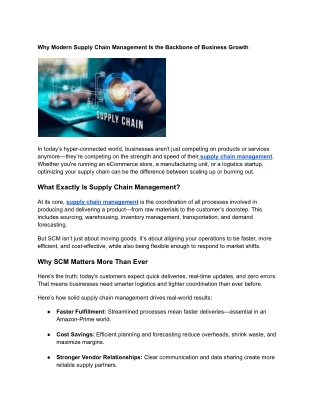 Why Modern Supply Chain Management Is the Backbone of Business Growth