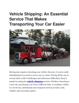 Executive Transport and Associates - Trusted Vehicle Shipping Services