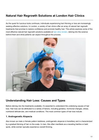 Natural Hair Regrowth Solutions at London Hair Clinics