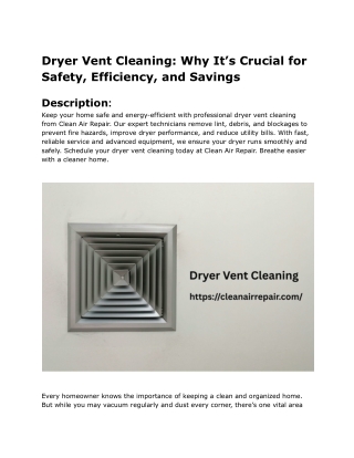 Dryer Vent Cleaning