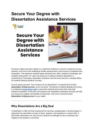 Secure Your Degree with Dissertation Assistance Services