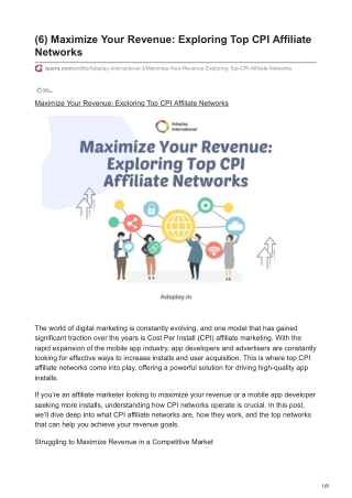 Maximize Your Revenue Exploring Top CPI Affiliate Networks
