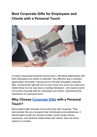 Best Corporate Gifts for Employees and Clients with a Personal Touch